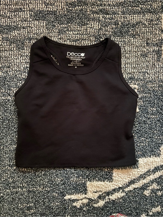 No brand Tops - Ecco Black Ribbed Tank Crop Top